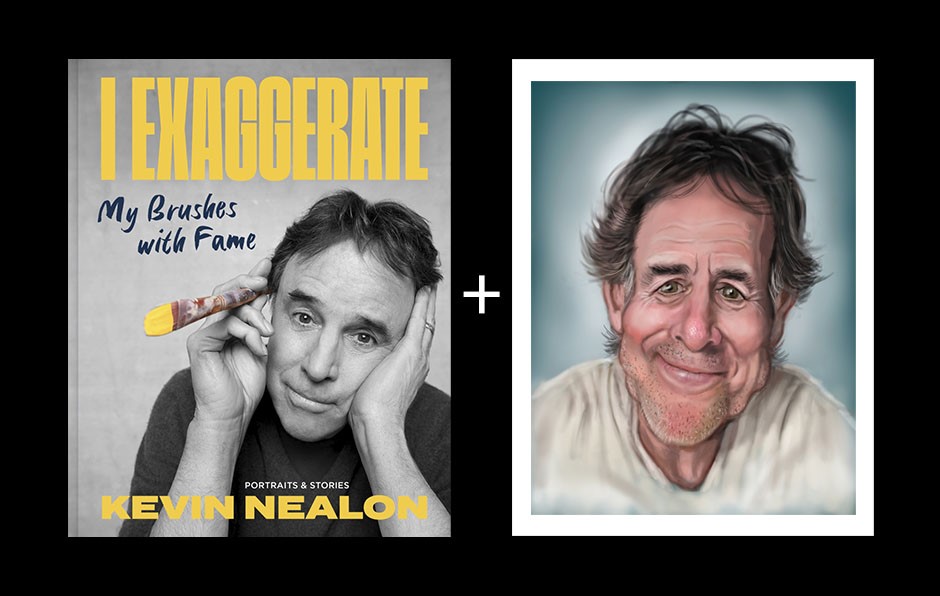 Kevin Nealon I Exaggerate My Brushes with Fame Signed Book & Mini Portrait
